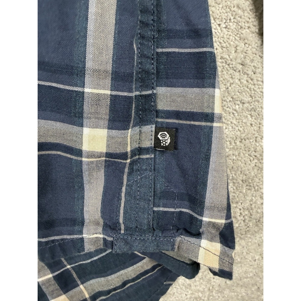 Mountain Hardwear Shirt Mens XL Blue Plaid Long Sleeve Flannel Outdoor Hiking - Picture 4 of 9